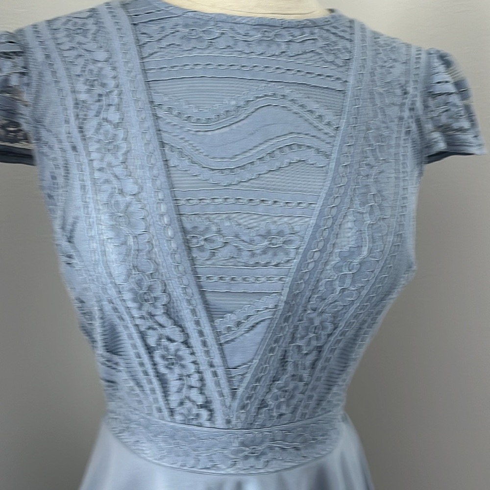 -Juniors city studio blue lace top short sleeve dress